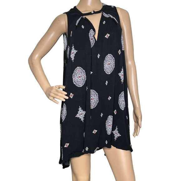 Free People Tree Swing black medallion mini dress, small - Picture 1 of 8